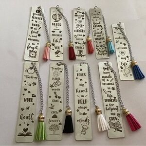 Metal Bookmarks with  Tassel  - Teacher Appreciation Bookmarks - Teacher gifts.